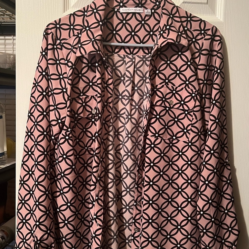 Notations Pink and Black Button Down Shirt